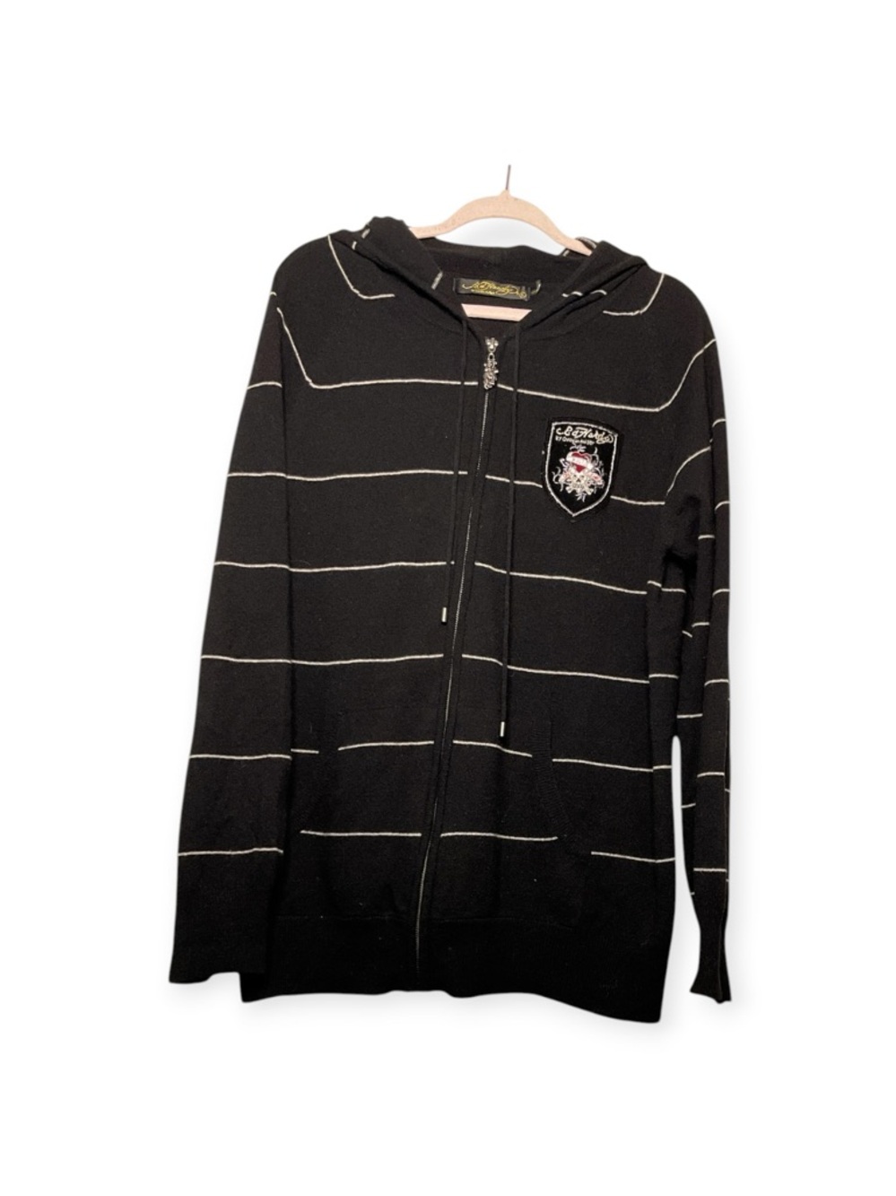 Men’s Ed Hardy By Christian Audigier wool blend zip up sweater, size XL